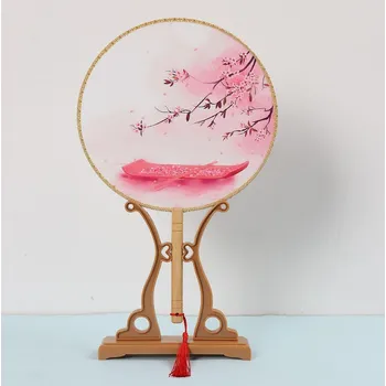 Kruhový vějíř (tuan shan) - Květiny a loď