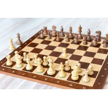 Šachy Dřevěná šachová souprava KLASIK s javorovou šachovnicí MAXI + doprava zdarma