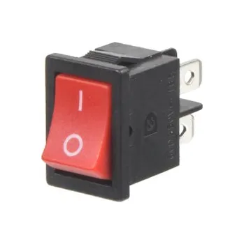 Auto elektroinstalace Spínač kolébkový hranatý 6A, červené tlačítko, STM 47072R