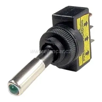 Auto elektroinstalace Přepínač páčkový - ON-OFF 1pol.12V/20A zelené podsvícení
