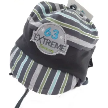 Kojenecká čepice Čepice kojenecká bavlna - EXTREME zelené proužky se šedou - vel.74