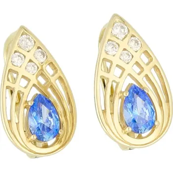 Módní doplněk Goldstore Zlaté náušnice akvamarín tvar kapky Váha: 2.85 g