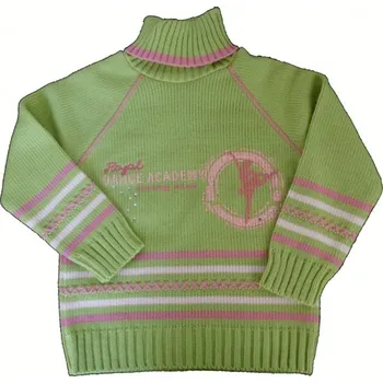Dívčí svetr Svetr dětský rolákový - DANCE zeleno-růžový - vel.116