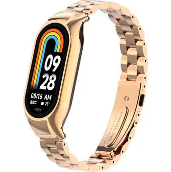 Ostatní příslušenství k chytrým hodinkám eses Kovový řemínek pro Xiaomi Smart Band 8 - Růžově zlatý