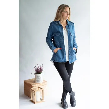 Dámský kabát Bunda košile Cimini Paris Z395 barva: modrá jeans, velikost: L