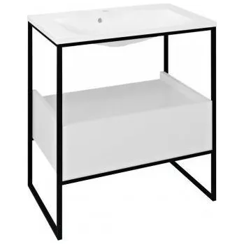 Sapho Ska Konzole pod umyvadlo se zásuvkou 750x850x460 mm včetně umyvadla, černá mat/bílá,