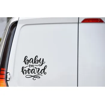 Samolepící dekorace Lepy.cz Samolepka na auto Baby on board - Nápis Velikost (šířka x výška): 10x10cm, Barevná varianta: Krémová