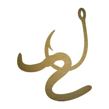 Samolepící dekorace Háček na ryby 004 levá s návnadou (64 - škrábaný kov zlatý) SAMOLEPKA NA AUTO, NÁLEPKA, FÓLIE, POLEP, TUNING, VLASTNÍ TEXT, TISK, AUTOSAMOLEPKY.cz, POLEPY, OBRÁZEK, LOGO, 3D STICKERS