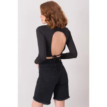 Černý krátký top BSL Fashionhunters šedá 1453553