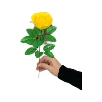 umělá květina made by ANTEROS Dekorace Mýdlový květ růže Žlutá na stonku s lístky