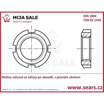 Matice DIN 1804 - M30x1,5 - ocel - Matice válcová se zářezy po obvodě, s jemným závitem