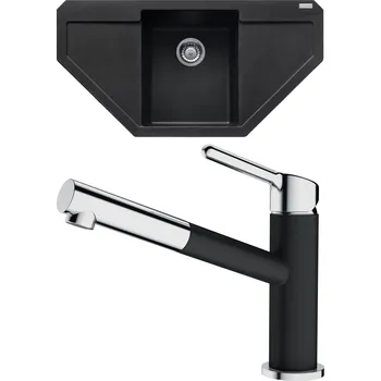 Granitový dřez Set Franke G203 (dřez MRG 612 E Onyx + baterie FC 3055.071 ORBIT Chrom/Onyx) 114.0650.679