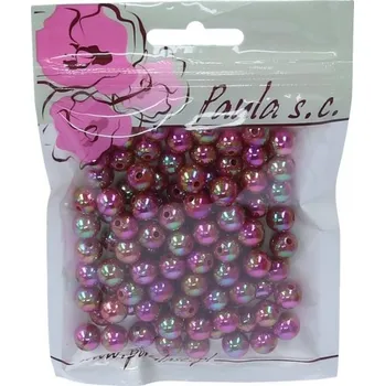 Dětské navlékací korálky Korálky plast., tmavá malinová s duhovým odleskem, 10mm, 20 ks/bal.