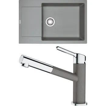Kuchyňský dřez Set Franke G195 (dřez MRG 611-78 BB Šedý kámen + baterie FC 3055.084 ORBIT Chrom/Šedý kámen) 114.0650.634
