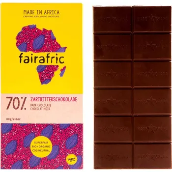 Čokoláda Fairafric Bio hořká čokoláda se 70 % kakaa, vyrobená v Ghaně, 80 g
