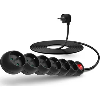 Prodlužovací kabel CONNECT IT prodlužovací kabel 230 V, 6 zásuvek, 2 m, s vypínačem (černý) CES-1003-BK