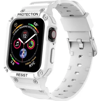 Silikonový řemínek se silikonovým krytem pro Apple Watch 42/44/45mm Barva: Bílá
