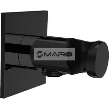 Stěnový vývod Sanjet Quadro Vývod sprchy stěnový s držákem, černý matný RAL 9005, E095039B