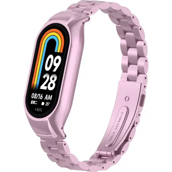 Ostatní příslušenství k chytrým hodinkám eses Kovový řemínek pro Xiaomi Smart Band 8 - Růžový