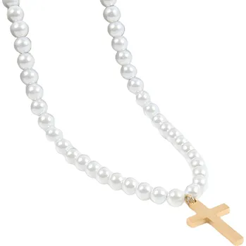 Náhrdelník Amparo Miranda® Perlový náhrdelník Golden Cross, Délka 50 cm