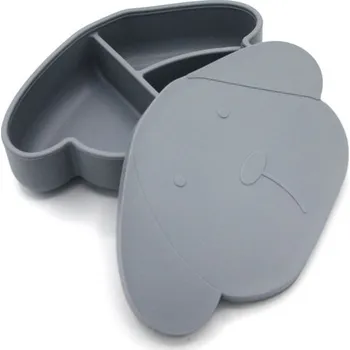 dětská jídelní sada THE COTTON CLOUD silikonový box na oběd Pes Milo Storm Grey