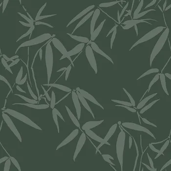 Tapeta Origin Tmavě zelená vliesová tapeta, metalické listy bambusu 347738, City Chic, Origin, velikost 0,53 x 10,05 m