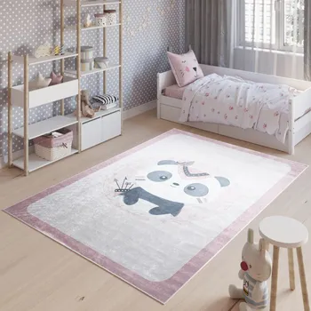 Koberec Dětský koberec Emma Kids - panda indián - růžový Rozměr koberce: 80x150 cm