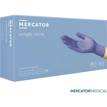 Pracovní rukavice MERCATOR jednorázové rukavice nitrilové bez pudru 100ks Velikost: L 7819_L