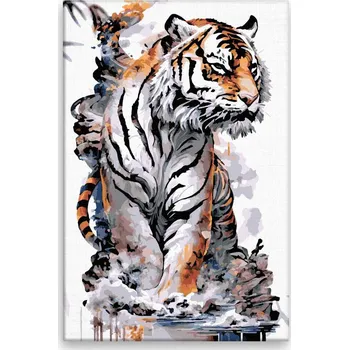 Dětské zboží Malování podle čísel - Tygr na břehu - 40x60 cm, bez dřevěného rámu - CZ výroba