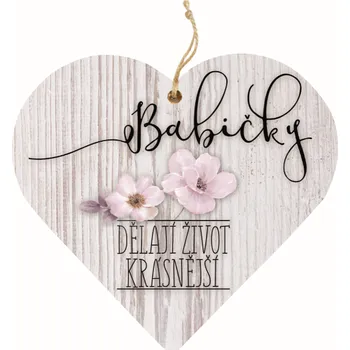 Dřevěné srdce 12 cm - Babička