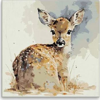 Malování podle čísel - Srnečka v trávě - 40x40 cm, bez dřevěného rámu - CZ výroba