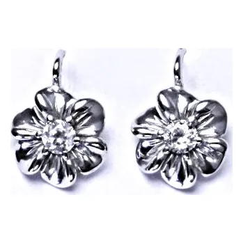 Náušnice Stříbrné náušnice kytka čirý zirkon - NK1449 (Stříbrné náušnice s čirými zirkony)