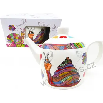 Konvice na čaj ŠNEK porcelánová konvice na čaj 720 ml s veselými malovanými šneky 720ml