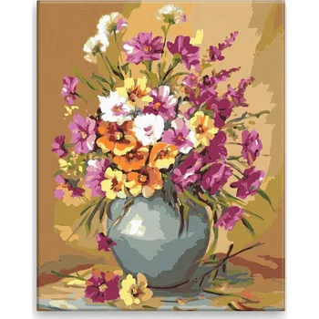 Malování podle čísel - Váza s květy 05 - 40x50 cm, bez dřevěného rámu - CZ výroba