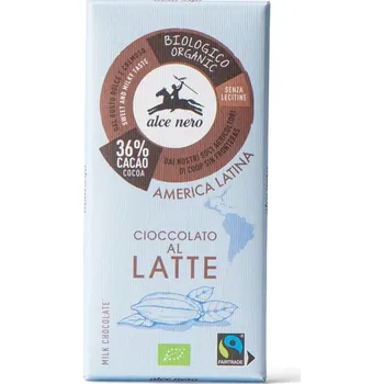 Čokoláda Alce Nero BIO Mléčná čokoláda 36%, Fairtrade, Bezlepková, 100 g