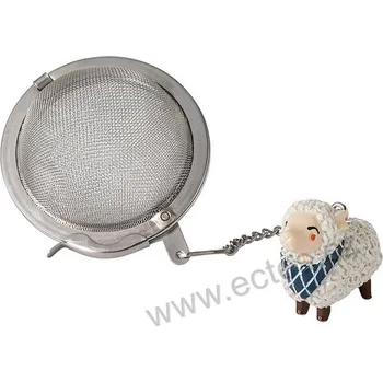 Konvice na čaj ChaCult CHARLES nerezové sítko na čaj s přívěškem bílé ovečky