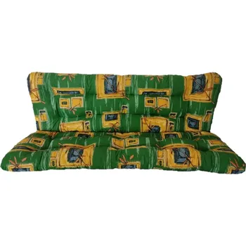 Příslušenství k houpačce Polstr a opěrka na zahradní houpačku - 120 cm - zelený ornament - 120 cm