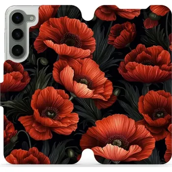 Pouzdro na mobilní telefon Flipové pouzdro Mobiwear - Samsung Galaxy S23 Plus - VP45S Temné červené květy (Knížkové flip pouzdro, obal, kryt na mobil Samsung Galaxy S23 Plus - VP45S Temné červené květy, materiál Umělá kůže + TPU - ochrana 360°, stojánek, silikonová vanička,)