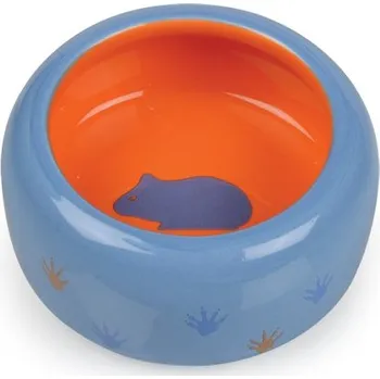 miska pro malé zvíře Keramická miska pro hlodavce modro/oranžová, tlapka