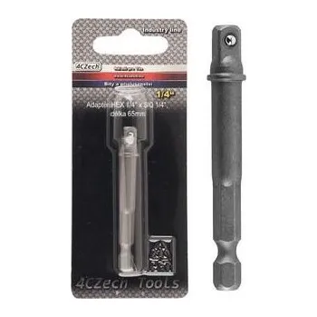 Gola hlavice 4CZech Adaptér HEX 1/4" x SQ 1/4", délka 65mm - 4CZ-8329-06