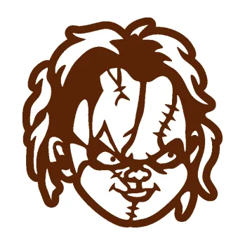 Samolepicí dekorace na vozidlo Panenka Chucky 002 pravá (15 - hnědá) SAMOLEPKA NA AUTO, NÁLEPKA, FÓLIE, POLEP, TUNING, VLASTNÍ TEXT, TISK, AUTOSAMOLEPKY.cz, POLEPY, OBRÁZEK, LOGO, 3D STICKERS
