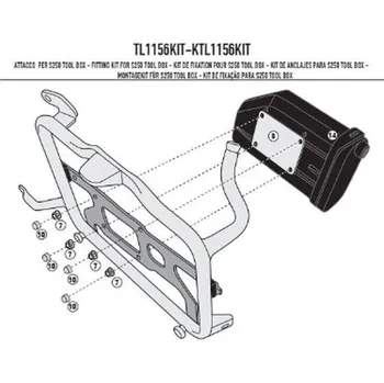 Nosič na motocykl a skútr Kappa KTL1156KIT montážní kit pro upevnění KS250 Tool Box on KL5126 BMW G 310 GS (17-19), HONDA X ADV 750 (17-19) HONDA X ADV 750 rok 17-20