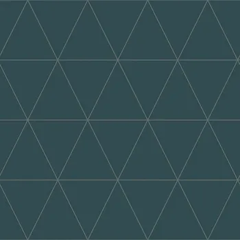 Tapeta Origin Modrá vliesová tapeta, metalické obrysy trojúhelníků 347715, City Chic, Origin, velikost 0,53 x 10,05 m