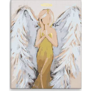 Malování podle čísel - Anděl ve zlatém - 40x50 cm, bez dřevěného rámu - CZ výroba