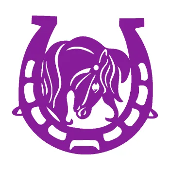 Samolepící dekorace Koňská podkova 004 pravá s koníkem (14 - fialová) SAMOLEPKA NA AUTO, NÁLEPKA, FÓLIE, POLEP, TUNING, VLASTNÍ TEXT, TISK, AUTOSAMOLEPKY.cz, POLEPY, OBRÁZEK, LOGO, 3D STICKERS