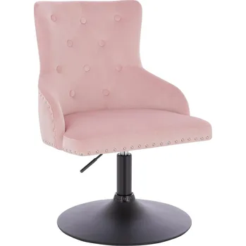 Otočné křeslo Sogne velur na černém talíři - pudrově růžová