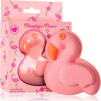 Sprchový gel I Heart Revolution Bath Fizzer Flamingo koupelová bomba s vůní Pineapple & Peach 110 g