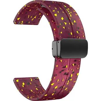 Příslušenství k chytrým hodinkám eses Silikonový řemínek s magnetickou přezkou 20 mm - Vzorovaný Art, vínový