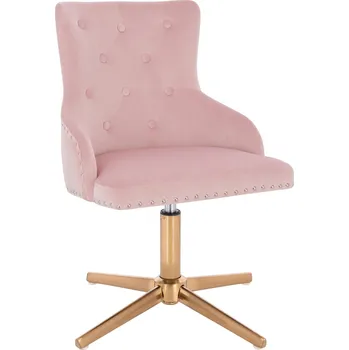 Otočné křeslo Sogne velur na zlatém kříži - pudrově růžová
