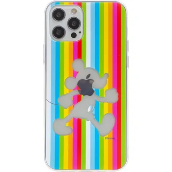 Pouzdro na mobilní telefon Kryt Disney pro Apple iPhone 12 / 12 Pro - průhledný Mickey a duha - gumový - barevný